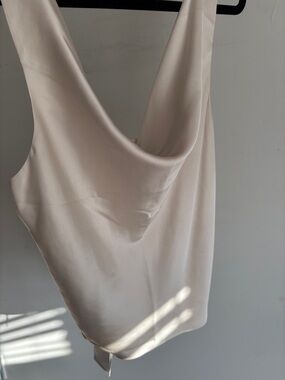 Abercrombie & Fitch Satin Cowl Neck Camisole in Cream